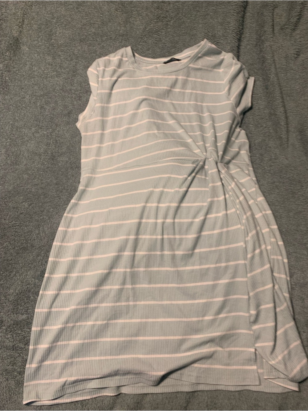 ⭐️ 3/30$ — SHEIN Light Blue and White Striped Twist-Detail Mini Dress